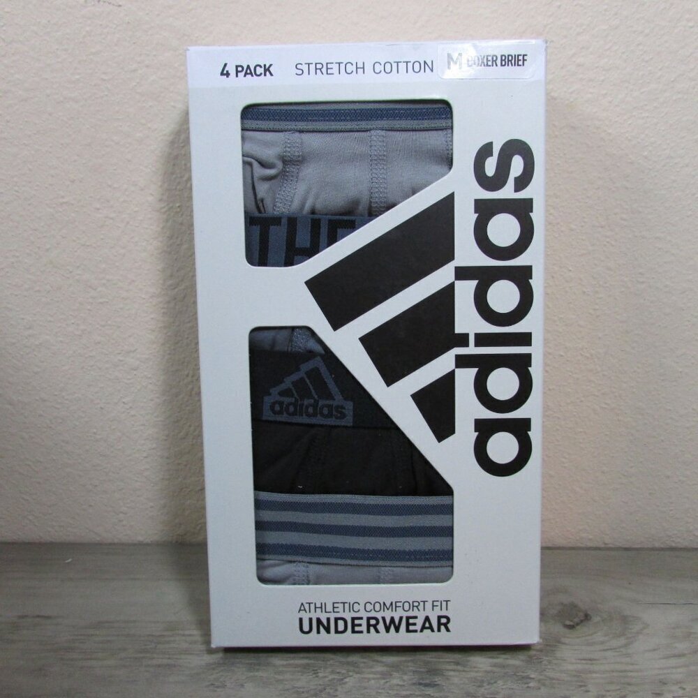 *Random Colors* NEW Adidas Men's Medium Stretch Cotton Boxer Briefs 4 Pack
